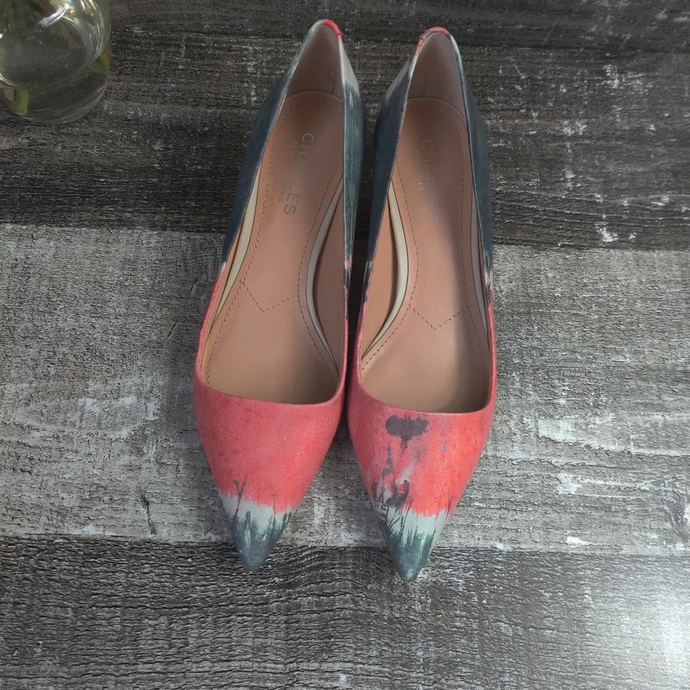 Charles David leather tye dye kitten heels